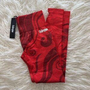 Civil Regime Red Chaos Kelly Seamless Scrunch Leggings Size Large